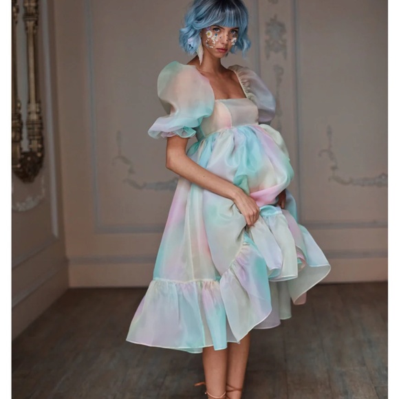BEST Selkie The Rainbow French Puff Midi Dress - Picture 11 of 16